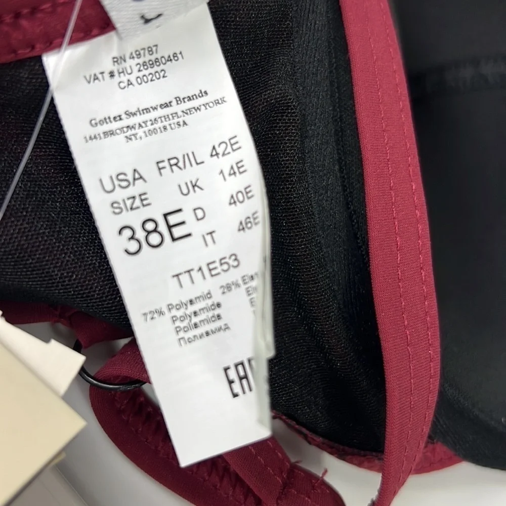 NWT Profile by Gottex Bikini Swim Top 38 E Red Merlot